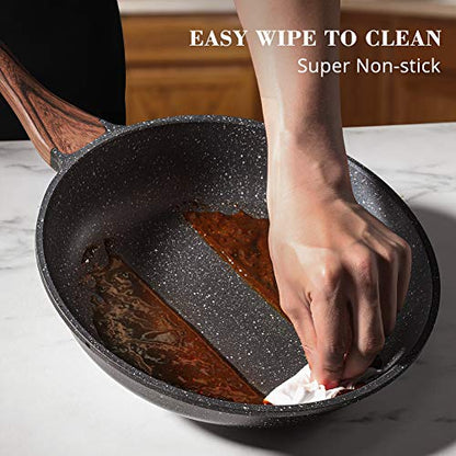SENSARTE Nonstick Frying Pan Skillet, Swiss Granite Coating Omelette Pan, Healthy Stone Cookware Chef's Pan, PFOA Free (8/9.5/10/11/12.5 Inch) (11 Inch)