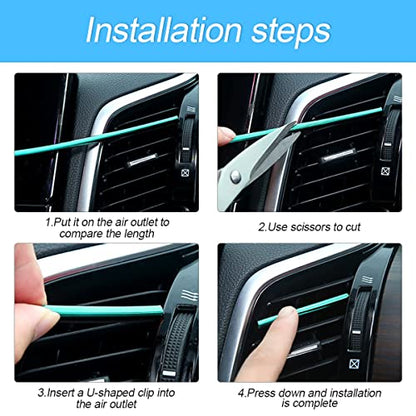 8sanlione 20 Pieces Car Air Conditioner Decoration Strip for Vent Outlet, Universal Waterproof Bendable Air Vent Outlet Trim Decoration, Suitable for Most Air Vent Outlet, Car Accessories (Ice Blue)