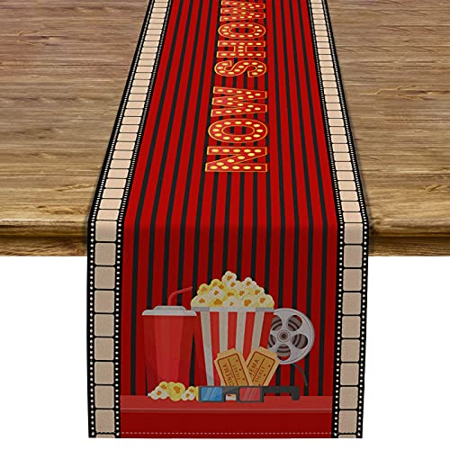 Movie Night Table Runner Now Showing Table Decor Movie Themed Party Kitchen Dining Home Decoration (13" x 72")