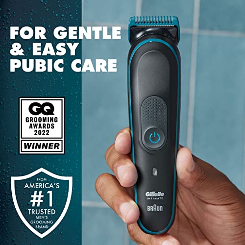 Gillette Intimate Men’s Manscape Pubic Hair Trimmer, SkinFirst Ball Trimmer For Men, Waterproof, Cordless For Wet/Dry Use, Electric Shaver For Men, Lifetime Sharp Blades, Manscaping Body Groomer