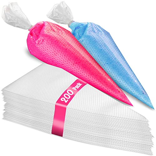 Prestee 200 Pieces Anti Burst Piping Bags - 12 Inch, Pastry Bags, Icing Piping Bags, Tipless Piping Bags, Icing Bags, Frosting Bags, Piping Bag