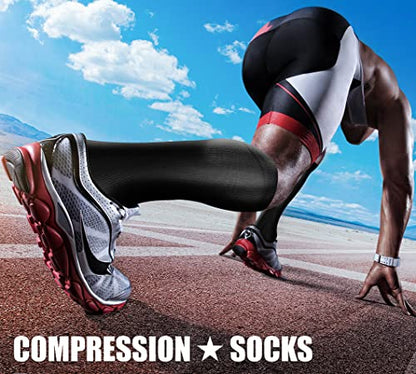 CHARMKING Compression Socks for Women & Men Circulation (3 Pairs) 15-20 mmHg is Best Athletic for Running, Flight Travel, Support, Cycling, Pregnant - Boost Performance, Durability (L/XL,Multi 55)