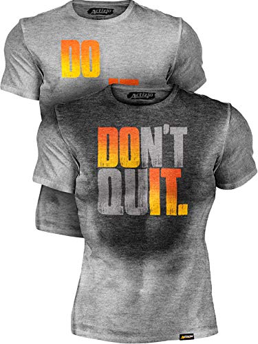 Actizio Men's Workout Shirt Cotton Fabric T-Shirt Short Sleeve Sweat Activated Motivational Exercise Gym Athletic Fit Moisture Wicking Fitness Shirt - Do It - Don't Quit (Size XXL)