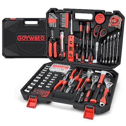 GoYwato Home Tool Kit 287PCs - Complete Repair General Hand Tool Set for Men Women - Household Tool Kit for Home Improvement with Hammer & Pliers Set & Ratchet Wrench & Socket & Protable Tool Box Case