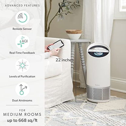 TruSens Air Purifier with UV-C Light + HEPA Filtration | Medium | SensorPod™ Air Quality Monitor | Auto, Sleep, & Turbo Mode | Touch Control | Portable Handle