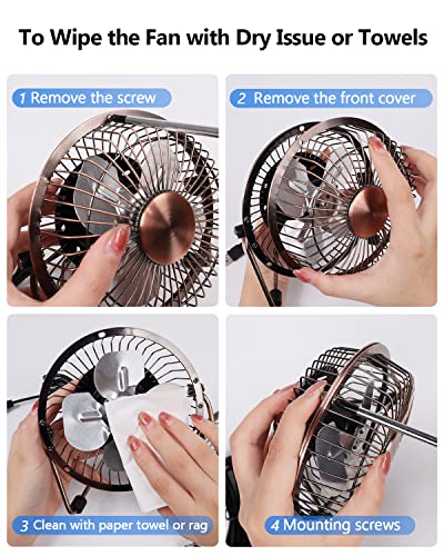 Zuvas Desk Fan Quiet Small USB Fan 360° Rotation Portable Table Fan 2 Speed Mini Personal Fan Air Cooling Electric Fan for Home Office Bedroom Travel Camping, 4 inch Bronze