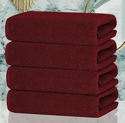 VOOVA & MOVAS Red Bath Towels, Luxury 4PC Gift Set, Large 30" x 56", 100% Cotton | Thick | Soft | Quick Dry, Luxury Towels for Bathroom, Pool and Spa,Christmas Bathroom Decor