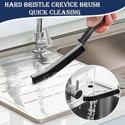 4pcs Hard Bristle Crevice Cleaning Brush, Gap Crevice Cleaning Brush Dead Corners Small Cleaning Brush Tool, for Bathroom Kitchen Tiles Window Slots Track Deep Cleaning Brush Supplies (Black)