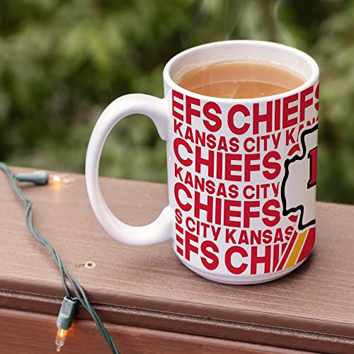 Rico Industries NFL Football Kansas City Chiefs 15 oz White Ceramic Coffee Mug