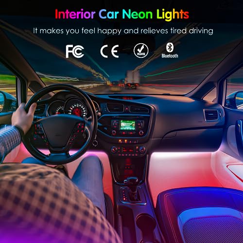 Interior Car Lights Keepsmile Car Accessories APP Control with Remote Music Sync Color Change RGB Under Dash Car Lighting with Charger 12V 2A LED Lights (RGB)