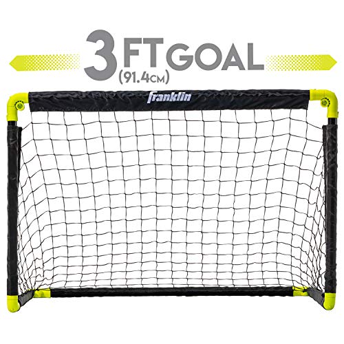 Franklin Sports Mini Soccer Goal Set - Backyard + Indoor Mini Net + Ball Set with Pump - Portable Folding Soccer Goal Set - 36" x 24" - Black