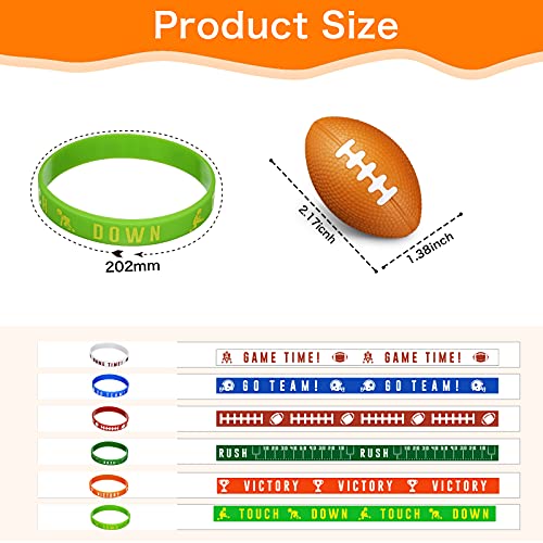 24 Pieces Football Party Favors Include 12 Pieces Mini Football Sports Stress Balls and 12 Pieces Football Silicone Bracelets Rugby Silicone Wristbands for Football Themed Birthday Party School Reward