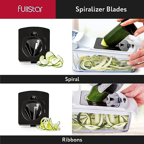Close-up of interchangeable stainless steel blades for the Fullstar chopper.