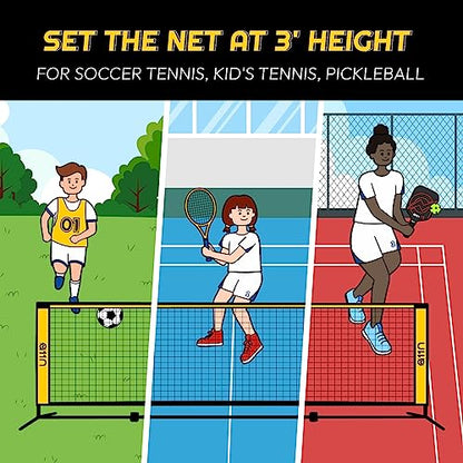 A11N 14ft Badminton Pickleball Net - Height Adjustable for Junior Tennis, Soccer Tennis & Kids Volleyball - Portable for Indoor & Outdoor Play