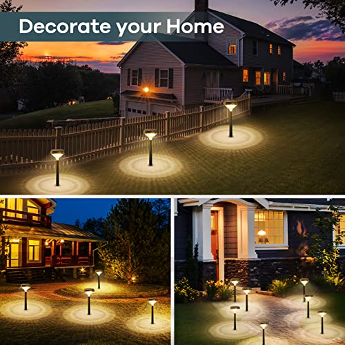 Linkind Solar Pathway Lights Outdoor 4 Pack, Solar Lights Outdoor, Warm White Solar Path Lights Waterproof, Solar Lights Landscape Lights for Patio Walkway Yard Driveway Backyard Christmas Decoration