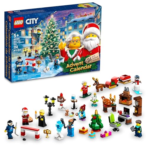 LEGO City 2023 Advent Calendar 60381 Christmas Holiday Countdown Playset, Gift Idea to Countdown to Adventure with Daily Collectible Surprises