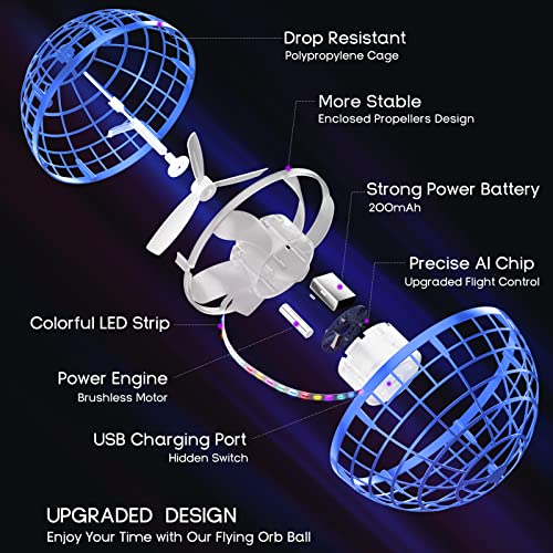 Tikduck Flying Orb Ball Toys Soaring Hover Boomerang Spinner Hand Controlled Mini Drone Cosmic Globe Spinning Kids Adults Outdoor Fly Toy Birthday Gift Cool Stuff for Boys Girls 6 7 8 9 10+ Year Old