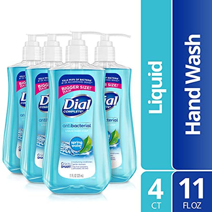 Dial Complete Antibacterial Liquid Hand Soap, Spring Water, 11 fl oz (Pack of 4)