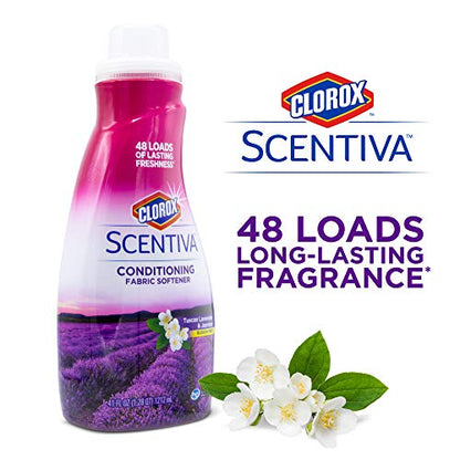 Clorox Scentiva Liquid Fabric Softener Fabric Conditioner | Beautiful Tuscan Lavender & Jasmine Scent | Leaves Behind a Great Smell | 41 Fluid Ounce Bottle - 2 Pack