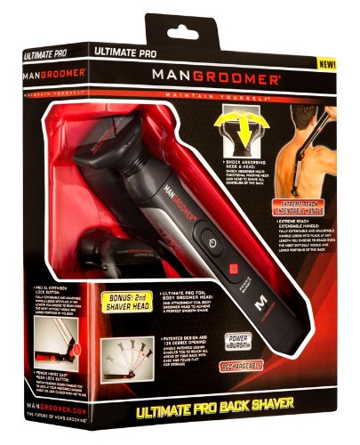 MANGROOMER - ULTIMATE PRO Back Shaver with 2 Shock Absorber Flex Heads, Power Hinge, Extreme Reach Handle and Power Burst