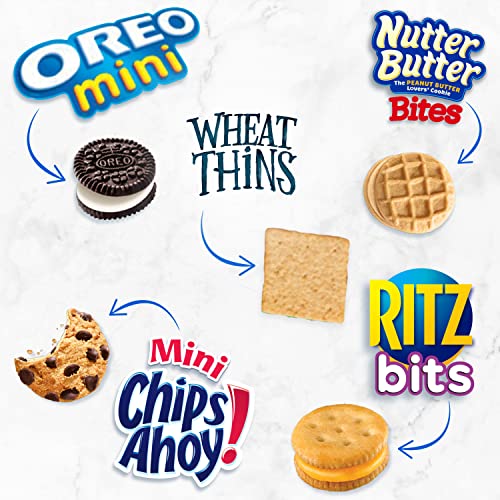 OREO Mini Cookies, Mini CHIPS AHOY! Cookies, RITZ Bits Cheese Crackers, Nutter Butter Bites & Wheat Thins Crackers, Nabisco Cookie & Cracker Variety Pack, School Lunch Box Snacks, 50 Snack Packs