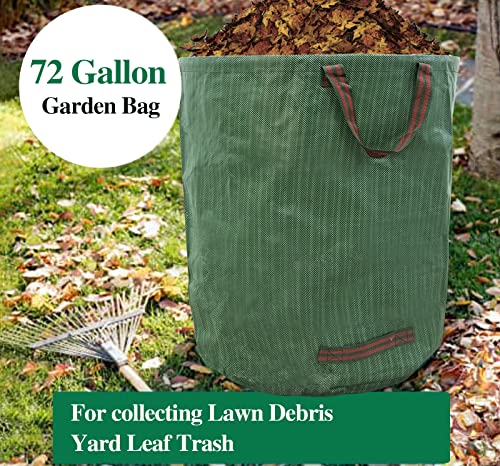 72 Gallons Garden Bag Collapsible Reuseable Heavy Duty Garden Waste Bags for Lawn Yard Leaf Trash Debris Garden bags with Gardening Gloves(3-Pack)