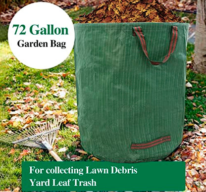 72 Gallons Garden Bag Collapsible Reuseable Heavy Duty Garden Waste Bags for Lawn Yard Leaf Trash Debris Garden bags with Gardening Gloves(3-Pack)