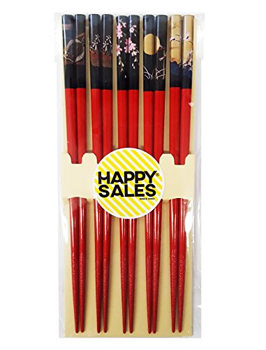 Happy Sales HSCH84/S, Bamboo Chopsticks Gift Set Crane Design, Scenery Red