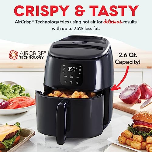 DASH Tasti-Crisp™ Digital Air Fryer with AirCrisp Technology, Custom Presets, Temperature Control, and Auto Shut Off Feature, 2.6 Quart - Black