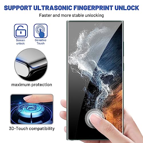 letosan 3 Pack Galaxy S22 Ultra Screen Protector, HD Clear Tempered Glass, Fingerprint Unlock, 3D Curved, Scratch Resistant, Bubble-Free for Samsung Galaxy S22 Ultra 5G Glass Screen Protector