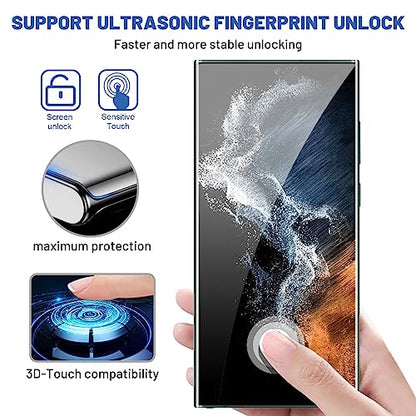 letosan 3 Pack Galaxy S22 Ultra Screen Protector, HD Clear Tempered Glass, Fingerprint Unlock, 3D Curved, Scratch Resistant, Bubble-Free for Samsung Galaxy S22 Ultra 5G Glass Screen Protector