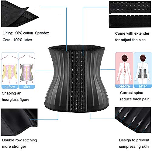 ECOWALSON Waist Trainer for Women Corset Cincher Body Shaper Girdle Trimmer with Steel Bones Extender