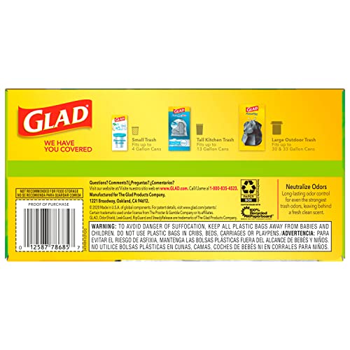 GLAD ForceFlex Tall Drawstring Trash Bags, 13 Gallon White Bags for Kitchen Can, Gain Original Scent to Eliminate Odors, 40 Count