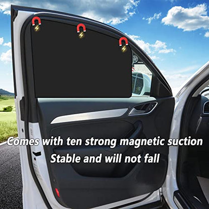 4Pack Car Window Shades with Magnets,Strong-Light Blocking&UV Protection Car Privacy Shades,Universal Car Essential Interior Accessories for Window Baby,Car Camping and Napping Car Curtains