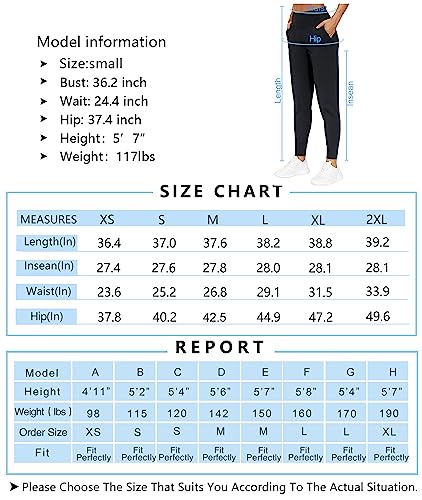 THE GYM PEOPLE Womens Joggers Pants with Pockets Athletic Leggings Tapered Lounge Pants for Workout, Yoga, Running, Training (Small, Black)