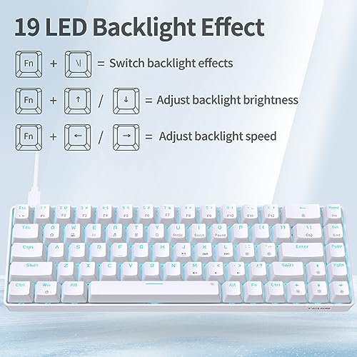 TMKB 60 Percent Keyboard,Gaming Keyboard,LED Backlit Ultra-Compact 68 Keys Gaming Mechanical Keyboard with Separate Arrow/Control Keys, T68SE, Red Switch