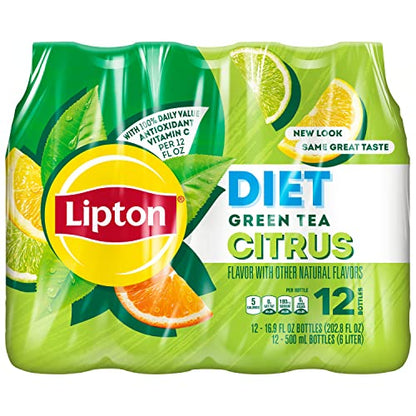 Lipton Diet Green Tea with Citrus, 16.9 Fl Oz (Pack of 12)