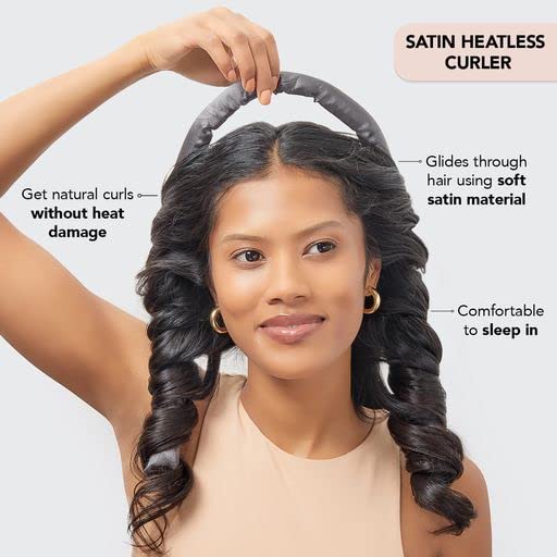 Kitsch Satin Heatless Curling Set - Hair Rollers for Heatless Curls | Heatless Hair Curlers & Hot Rollers | Hair Curlers to Sleep in | Heatless Curling Rod Headband | Heatless Curler (Charcoal)