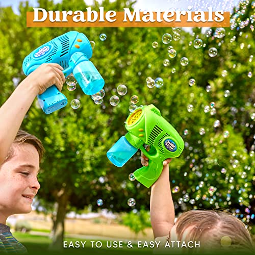 JOYIN 2 Bubble Guns with 2 Bottles Bubble Refill Solution (10 oz Total), Bubble Machine for Toddlers 1-3, Bubble Blaster Party Favors, Summer Toy, Outdoors Activity, Easter, Birthday Gift