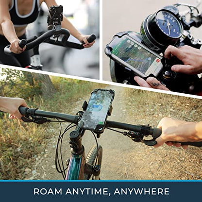 Roam Bike Phone Mount - Motorcycle Phone Mount- 360° Rotation with Universal Handlebar Fit for Bikes, Motorcycles, Scooters, Strollers - Phone Holder For Bike Compatible w/iPhone & Android Cell Phones