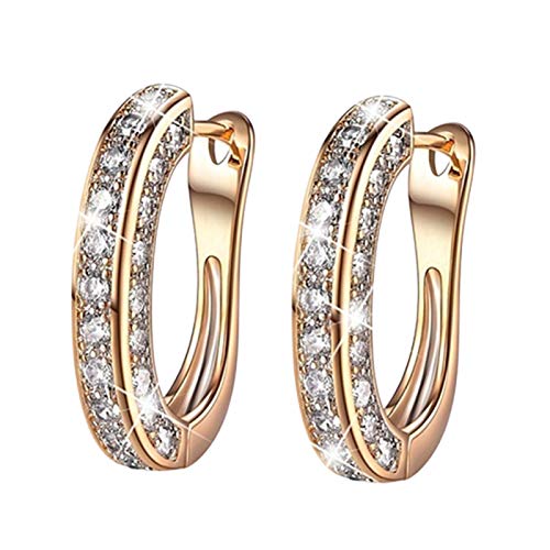 Creative Earring for Women Rhinestone Decoration Ear Stud Rings Hoop Earrings Women Girl Charming Jewelry Gift (Silver)
