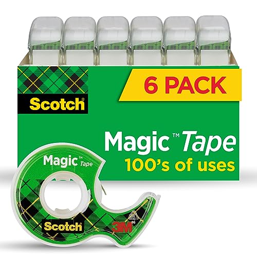 Scotch Magic Tape, Invisible, Home Office Supplies and Back to School Supplies for College and Classrooms, 6 Rolls with 6 Dispensers