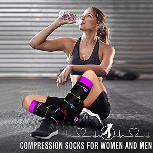 Bluemaple 6 Pack Copper Compression Socks for Women and Men Circulation-Best Support for Medical, Running,Nursing,Athletic