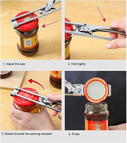 Jar Opener for Weak Hands, Adjustable Stainless Steel Can Opener, Jar Gripper Tight Lid Opener, Kitchen Gadgets, Easy Jar Opener for the Elderly and Children (1)