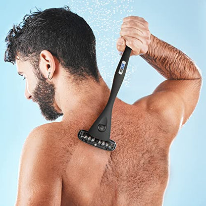 Metablade Back Shaver for Men - Long Handle Back Hair and Body Shavers - Replaceable Ultra Wide Blades, DIY Shave Wet or Dry