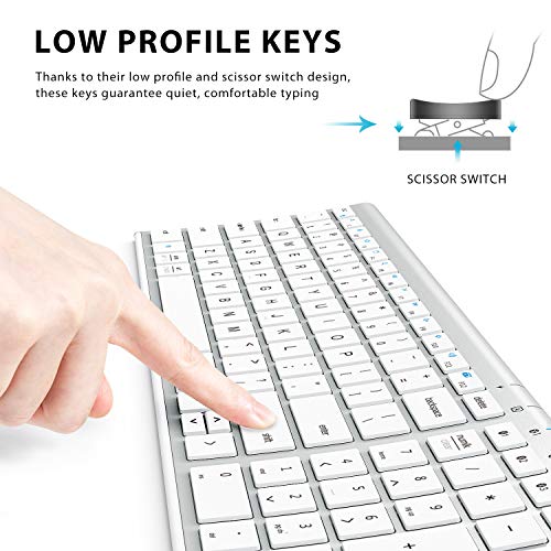 iClever BK10 Bluetooth Keyboard, Multi Device Keyboard Rechargeable Bluetooth 5.1 with Number Pad Ergonomic Design Full Size Stable Connection Keyboard for iPad, iPhone, Mac, iOS, Android, Windows