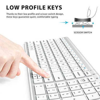 iClever BK10 Bluetooth Keyboard, Multi Device Keyboard Rechargeable Bluetooth 5.1 with Number Pad Ergonomic Design Full Size Stable Connection Keyboard for iPad, iPhone, Mac, iOS, Android, Windows