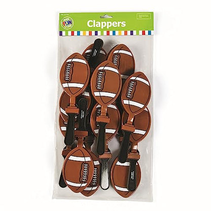 Fun Express Football Clappers (12 Pieces) Party Accessories, Homecoming, Cheer, Birthday Supplies