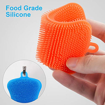 3PCS OstWony Silicone Dish Sponges, Super Durable Food-Grade Silicone Sponges Kitchen Sponge, Multi-Purpose and Efficient Sponge Kitchen Gadgets, Especial Delicate Kitchen Sponge Brush