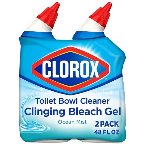 Clorox Toilet Bowl Cleaner, Clinging Bleach Gel, Ocean Mist - 24 Ounces, Pack of 2